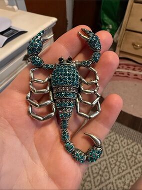 Jem Crystal Scorpion Brooch Pin pendant jewelry animal funky fun statement piece